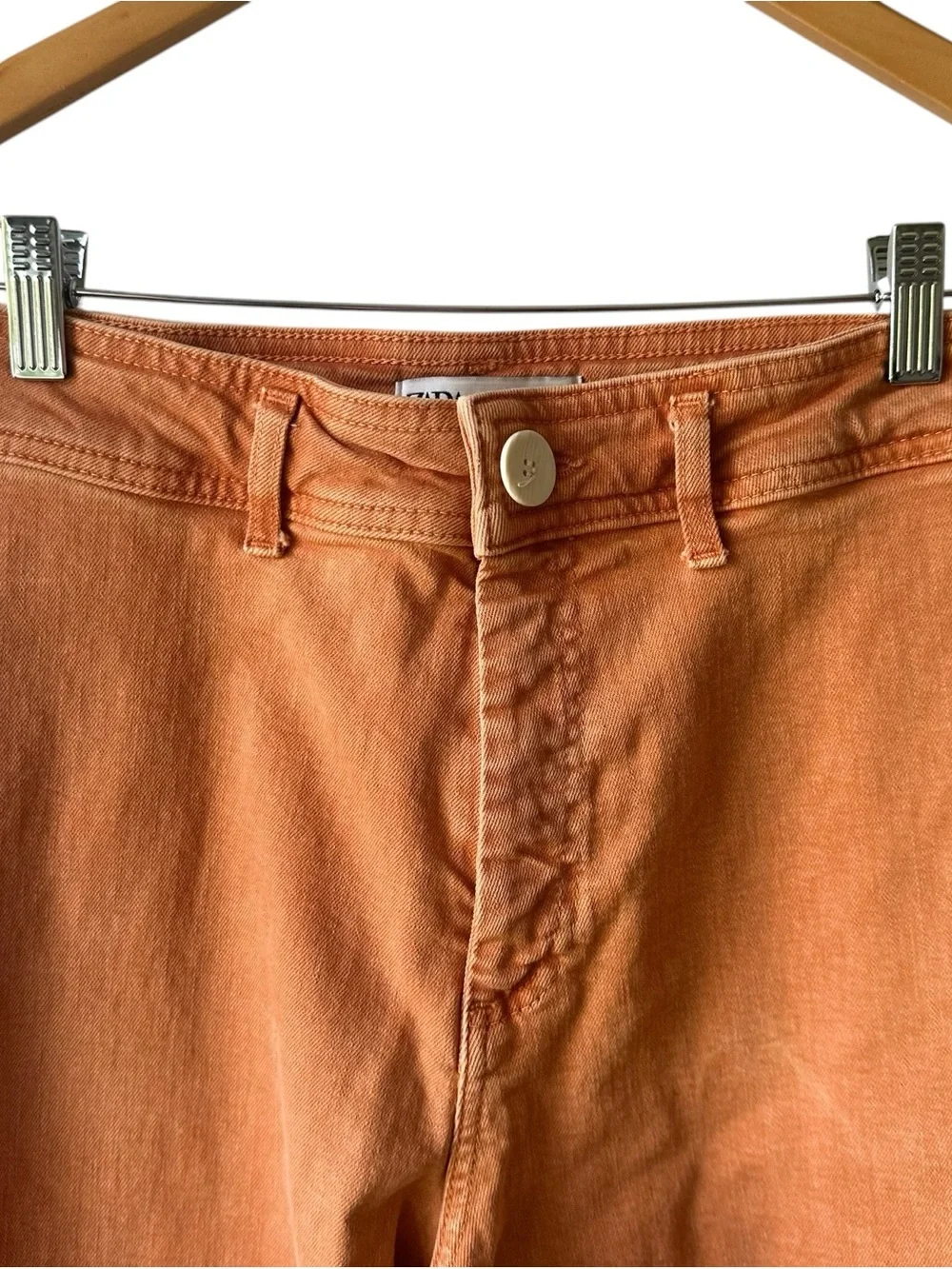 Zara High-Waist Wide Leg Jeans in Burnt Orange